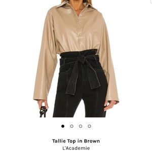 L'academie vegan leather top,new, sz M